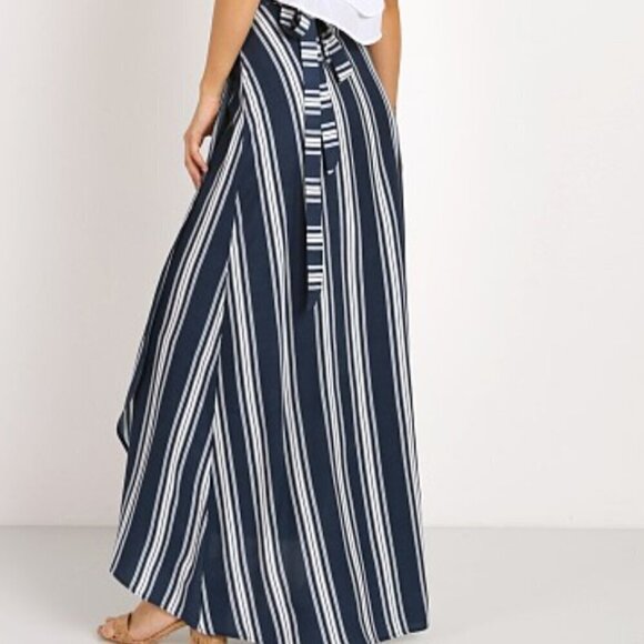 Show Me Your Mumu‎ Women's Navy Stripe Wrap Maxi Skirt Small - Picture 1 of 8
